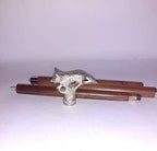 Steampunk Handmade Victorian Silver Fox Handcrafted Wolf Head Wands Walking Canes Sticks-Walking Sticks