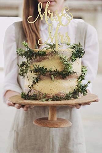 Mrs and Mrs Cake Topper, Rustic Wooden Cake Topper for Female Wedding/Bridal Shower/Engagement Party Decorations