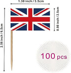 United Kingdom UK British Toothpick Flag Union Jack National Small Mini Cocktail Fruit Cupcakes Toppers Food Stick Flags Decorations,100 Pack
