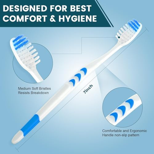 Navona 100 PCS Premium Toothbrushes Bulk, Individually Wrapped Toothbrushes, Disposable Toothbrush, Medium Soft Bristle Bulk Toothbrushe for Travel Hotel Donation, Ergonomics Handle
