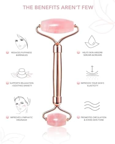 Rose Quartz Face Roller and Gua Sha Set, Natural Quartz Facial Tools for Gentle Massage, Relaxation, and Radiant Skin