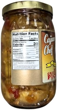 Cajun Chef Spicy Green Tomato Pickles 16oz (Pack of 2) - Tangy and Delicious Side Dish - Perfect Garnish for Any Meal - Fried Green Tomatoes, Salads, Stews, Pizza Topping,