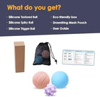 Silicone Massage Ball Set for Myofascial Release, Trigger Point & Deep Tissue Therapy - Lacrosse Massage Balls for Muscle Knots, Plantar Fasciitis and Muscle Soreness Relief (3 Pack)