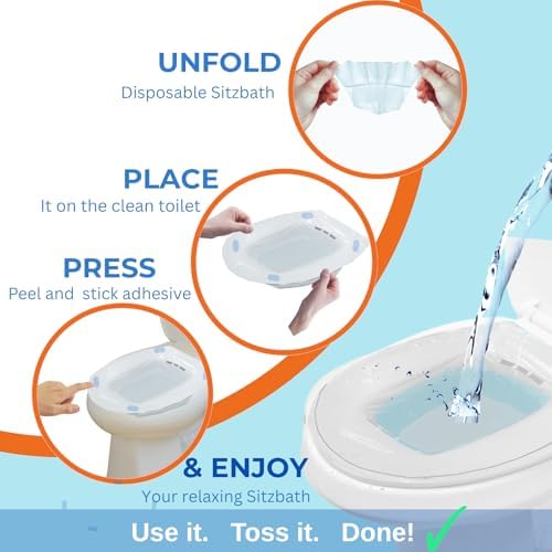 12 Disposable Sitz Baths- Travel Friendly- Use it, Toss it, Done- No Cleaning, No Hassle Sitz Bath for Hemorrhoids & Fissures