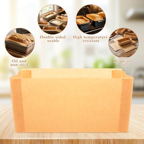 50 Sheets Loaf Pan Liners for Baking Bread 6.3''x3''x3.5'' Pre-Formed Parchment Paper Non-Stick Disposable Greaseproof Baking Paper for Toast Cakes Banana Bread Cookies