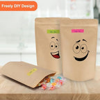SumDirect Kraft Stand Up Pouches - 100 Pack Self-Sealing Zipper Food Storage Reusable Bags with Foil Lined for Home or Business (6X9.4 Inch,100PCS)