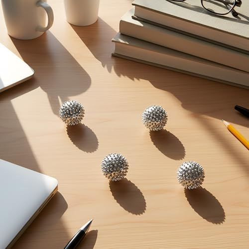 6 Pcs Magnetic Massage Ball for Adults Spiky Massage Ball for Hand Exercise, Pain Pressure and Stress Relief Christmas Gifts for Stocking Stuffers(Silver)