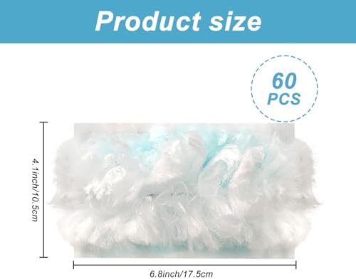 60 Pack Disposable Duster Refills Electrostatic Fluffy for Cleaning, Duster Removal Brush Disposable Replacement Head, Multi Surface Refills for Dusting Electronics Blinds Ceiling Fans Furniture