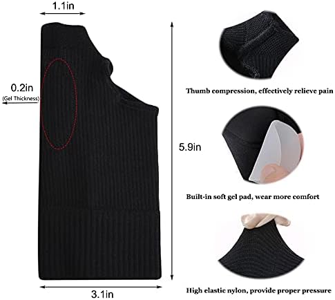 Thumb Wrist Support Braces,Breathable Thumb Compression Sleeves with Soft Gel Pads for Arthritis, Tendonitis, Comfortable Finger Splint for Relieve Hand Thumb Wrist Carpal Tunnel Joint Pain(1 Pair)