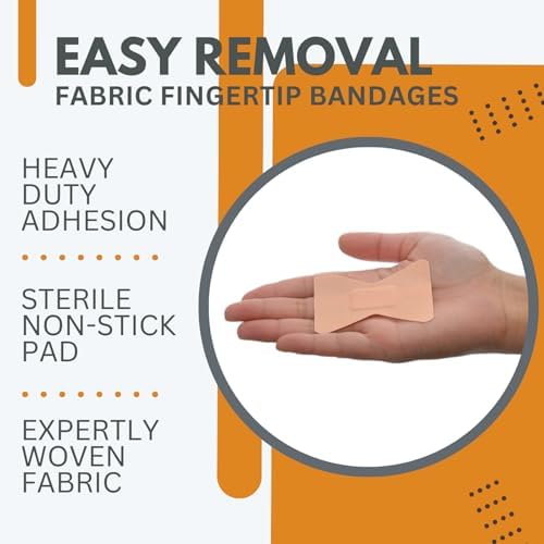 Dealmed Fabric Fingertip Flexible Adhesive Bandages – 100 Count (1 Pack) Bandages with Non-Stick Pad, Latex Free, Wound Care for First Aid Kit, 1 3/4" x 3"