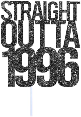 Straight Outta 1996 Cake Topper for 30th Men and Women Birthday Party ，Funny 30 and Fabulous Birthday Decoration，Handmade - Black