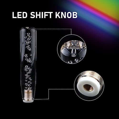 1 PC Car LED Luminous Crystal Gear Shifter, Personalized Bubbles with Colorful Lights Shift Knob, 7.87 in Cool Head, Universal for Cars Trucks (Transparent) NEFGSPD699TY-20CM