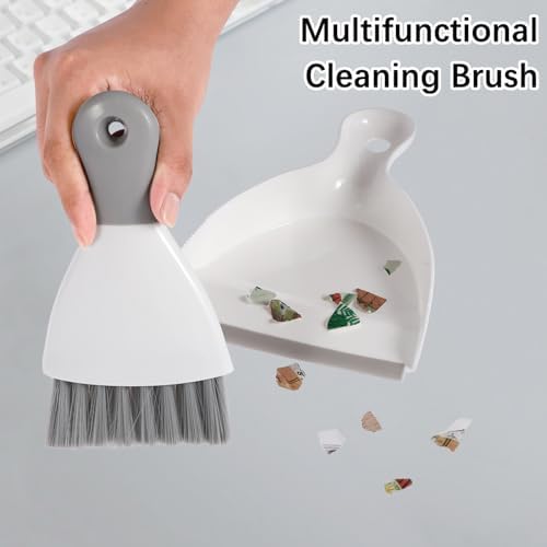 Portable Table Top Cleaning Brush and Dustpan Set,Mini Dustpan and Brush Set,Dining Table Crumb Sweeper with Soft Bristle Multipurpose Desktop