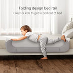 UPGOGO Folding Bed Rail for Toddlers,Baby Bed Rail Guard with Reinforced Anchor Safety System,Fit Bunk,Full Size,Queen,King,Twin(Grey,71"x23.6")