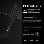 Large Detangling Comb With Professional Handle - Carbon Fiber, Cutting, Hairdressing, Styling, Round Tooth, Barber, Travel Hair Comb for Men and Women