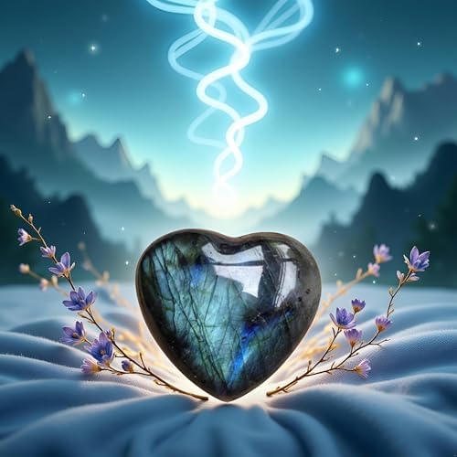 Natural Blue Moonstone Heart Crystal,Heart Shape Polished Crystal Stone Palm Stone Healing Gemstone Reiki Balancing Aesthetic Room Decor Ornaments Valentine's Day,Indoor Fountain Accessories