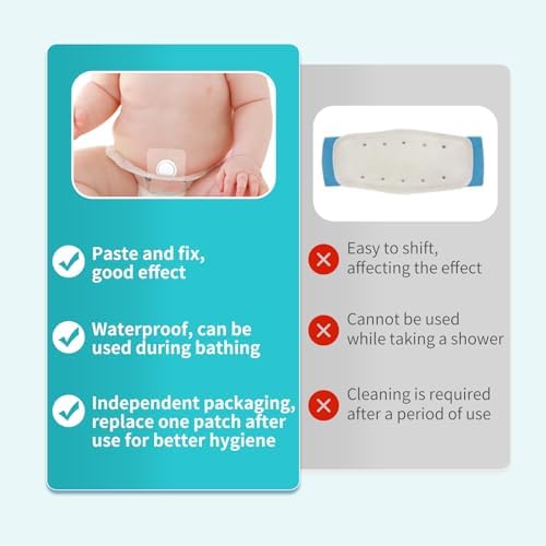 Baby Belly Navel Patches(15 Pieces), Hernia Patch,Belly Button Shaper with Waterproof Cotton Pads,Umbilical Hernia Belt Baby,Baby Belly Button wrap 8×8cm