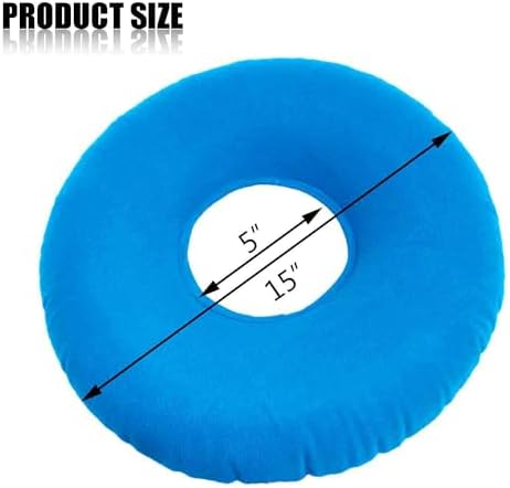2 Pack Donut Pillow, Inflatable Donut Cushion for Tailbone Pain,Hemorrhoid Seat Cushion, Round Wheelchairs Seat Cushion for Home, Car or Office Chair (15" Dark Blue & Light Blue)