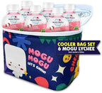 Mogu Mogu Lychee Juice Drink (6 Bottles) with Limited Edition Cooler Bag – Chewy & Fun Lychee Juice with Nata de Coco | Refreshing Drink for Kids & Adults | Ready to Drink Beverage Set