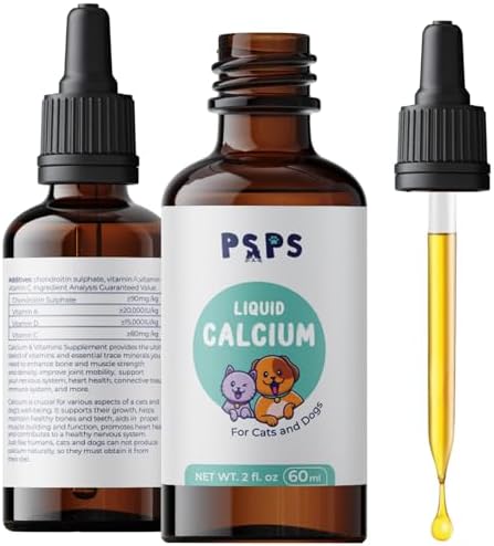 Calcium Liquid for Dogs & Cats - Multivitamin for Dog - Calcium for Dogs - Fortified Vitamins A, C & D - Bone & Teeth Health, Immune Support, and Overall Pet Wellness – 2 Fl. Oz.