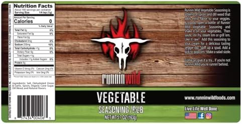 Gourmet Vegetable Seasoning | No Artificial Flavors, No MSG added | Runnin’ Wild Foods, 5.7 ounces