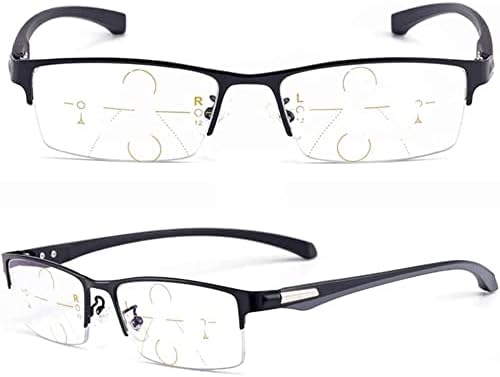 Progressive Multifocal Reading Glasses, Men's Photochromic Transition UV400 Sunglasses,+1.0 to +3.0 Diopter (Color : Black, Size : +1.50)