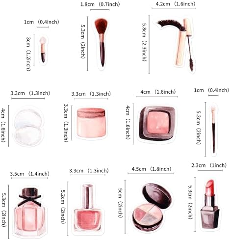 Ercadio 44Pcs Edible Make up Cupcake Toppers Mascara Cosmetics Lipstick Cupcake Picks Perfume Bottle Drink Topper Makeup Birthday Cupcake Decorations Bridal Shower Bachelorette Makeup Party Supplies