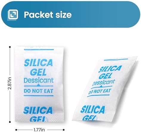 50PCS 5g Silica Gel Packets, Moisture Absorbers Desiccant Packs for Storage, Clothes, Shoes, Electronics, 3D Printer Filament, Jewelry, Spices, Safes, Tools