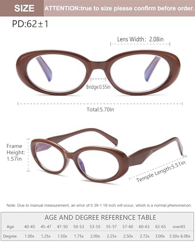 EYEURL Reading Glasses for women Oval Blue Light Blocking Glasses Computer Readers for Women Anti-Glare/UV Rays Eyeglasses with Spring Hinges 1.50