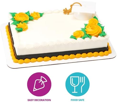 DecoPac Grad Cap with Tassels Cake Topper 24 Pack Elegant Graduation Hat Cake Decoration, Food Safe - Pack Of 24