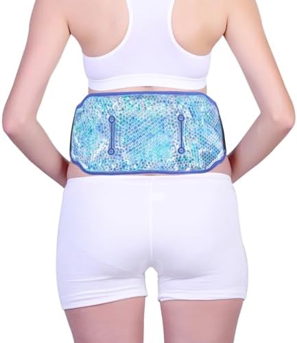 Premium Hot Cold Gel Bead Ice Pack by FOMI Care | Cool Compress for Lower Back, Shoulder, Knee, Bicep, Stomach | Coccyx, Sciatica, Tailbone Pain Relief | Flexible, Reusable Heating Pad | (Blue)