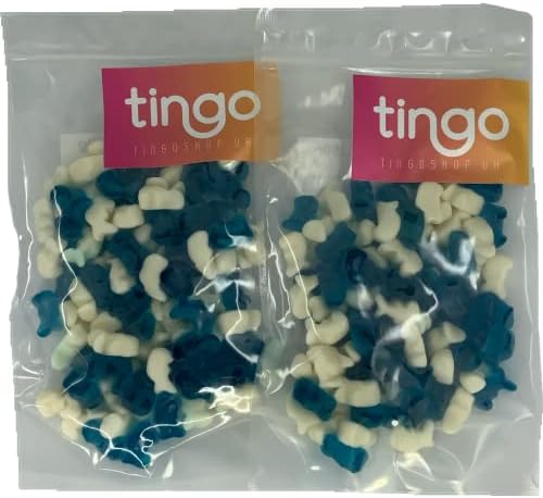 Mini Blue and White Jelly Dolphins 500 gram bag (1/2 kilo)