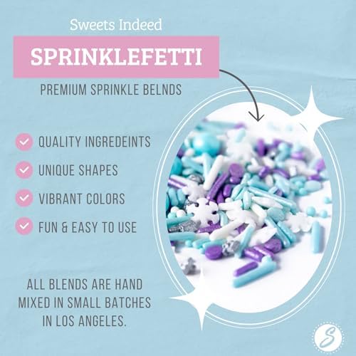 Sweets Indeed Christmas Spinkles, Snowflake Edible Sprinkle Mix, Perfect for Cake Decorations, Baking, Ice Cream, Cookies, Cupcake Topper