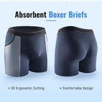 Carer Mens Incontinence Underwear for Bladder Leak Protection 80ML Incontinence Underwear for Men Washable Breathable Leak Proof Underwear for Men Urinary Incontinence Boxer Shorts (Black/Blue, M)