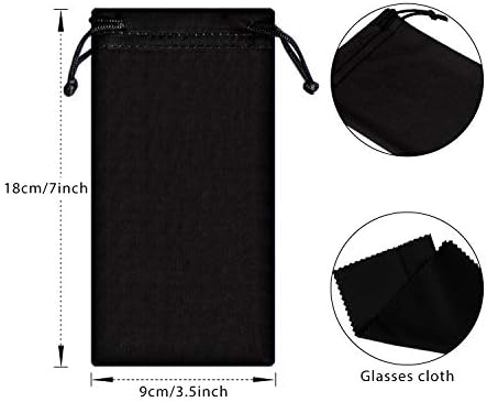 Frienda 12 Pcs Microfiber Sunglasses Pouch Soft Glasses Case Bags Eyeglasses Sleeve with 2 Cleaning Cloth and Drawstring(Black, Gray and Blue)