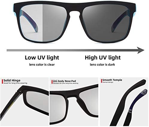 Photochromic Polarized Driving Sunglasses Men Square Matte Frame Eyewear Outdoor Sport Cycling UV Protection Glasses