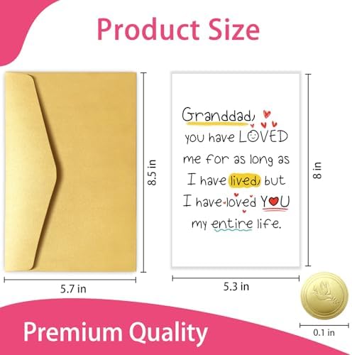 Goroar Sweet Birthday Card for Granddad, Grandpa Father’s Day Card, Fathers Day Gift from Grandchild, I Have Loved You My Entire Life