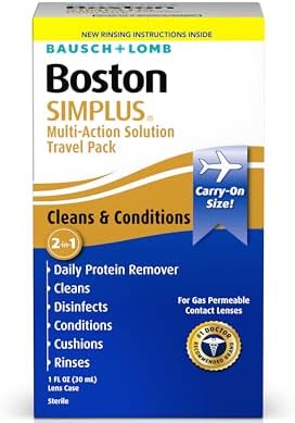 Boston SIMPLUS Multi-Action Solution Travel Kit and Lens Case - from Bausch + Lomb, 1 fl oz (30 mL), Contact Lens Case Included (Pack of 3)