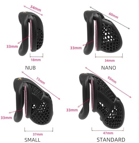 Men's Embedded Honeycomb Protective Cage, Ventilated and Breathable, Black and Pink, 4 Sizes-USZA033 (Pink, Nub)