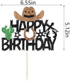 Cowboy Happy Birthday Cake Topper - shiny cowboy happy birthday cake topper for Baby Shower，boys girls themed birthday decorations