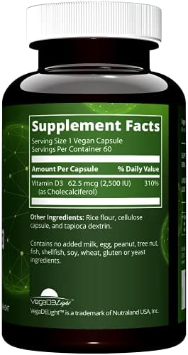 MRM Nutrition Vegan Vitamin D3 2,500 IU | Bone Strength + Immune Support | Plant-Based from Lichens | Supports Calcium Absorption | Vegan + Vegetarian Supplement | 60 Servings