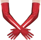 BABEYOND Long Gloves for Women - Shiny Metallic Wet Look Elbow Length Stretchy Halloween Costumes