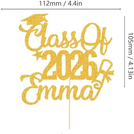 EDSG Personalized Graduation Cake Topper Class of 2026 Double Sided Glitter Cake Toppers Custom Congrats Graduation Cake Decorations with Any Name (Green)