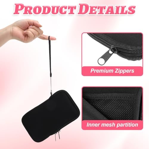 Thinp Tampon Holder for Purse, Small Period Travel Pouch Tampon Storage Bag with Zipper Portable Period Bag for Women, Ladies Small Tampons Organizer Pouch for Feminine Products (Black)