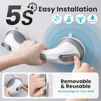 TAILI Suction Shower Grab Bar 2 Pack, Grab Bars for Bathtubs Showers for Seniors Elderly Handicap, Bathroom Safety Shower Handles Support Grip, Heavy Duty Suction Cup, No Drilling Removable, Grey,G9