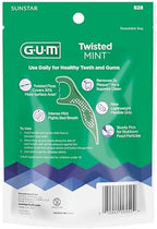 GUM Twisted Mint Floss Picks - Twisted Threads, Shred-Resistant Floss, Easy Grip Handle, 150 Count