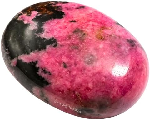 Amazing Gemstone Rhodonite Palm Stone - Hot Massage Worry Stone for Natural Body Chakra Balancing, Reiki Healing and Crystal Grid
