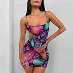 Women's Sleeveless Off Shoulder Spaghetti Strap Mini Dress Summer Backless Outfits