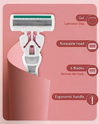 Razors for Women Sensitive Skin with 15 Blade Refills, 6 Blades Women’s razors for Shaving Including 2 Travel Razors for Women with 15 Blade Refills,Green