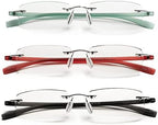 HIYANJN Rimless Reading Glasses For Women Tr90 Blue Light Blocking Eyeglasses Lightweight Frameless Computer Readers(3-Pack,2.25)